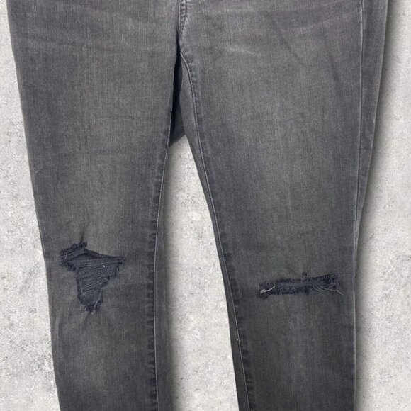 Madewell Mid Rise Skinny Jeans Black Sea Size 26 Petite Distressed Ripped Denim - Picture 8 of 12